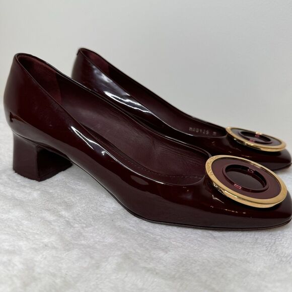 Louis Vuitton Shoes Pumps Patent Leather Burgundy Wine Loafer Size 37 Office - Picture 4 of 13